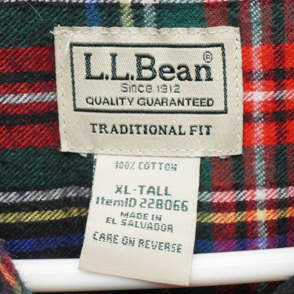LL Bean Men's Flannel Button Down Colorful Plaid Long Sleeves Shirt Size XL Tall - Picture 4 of 7